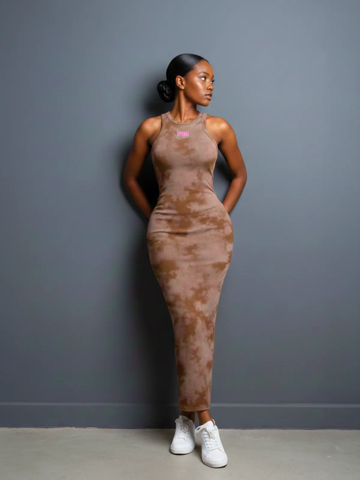 Ribbed Tie-Dye Bodycon Dress